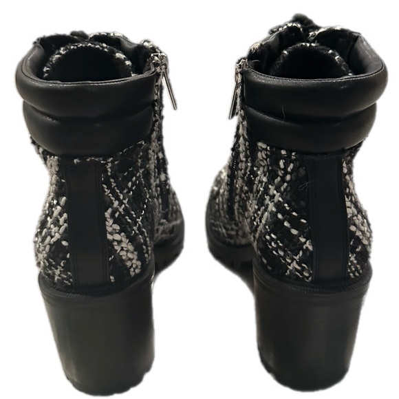JLO Jennifer Lopez Rigly Platform Boot, Women's Size 9M, Black/White Tweed - Picture 5 of 10
